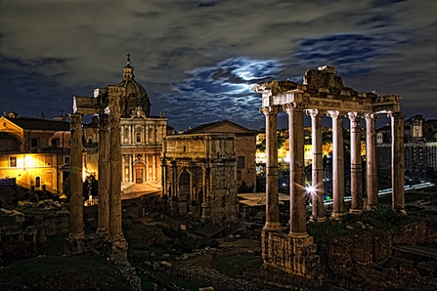 Moonrise over the Curia, Roman Forum